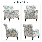 HCHAIRH Floral Wingback Accent Chairs Set of 2 with Removable Cushion Comfy Upholstered Armchair with Nailhead Trim and Wood Legs Reading Chair for Living Room, Bedroom, Green HCHAIRH