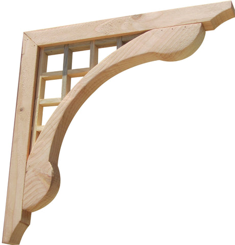 SamsGazebos Designer Wood Corbels, 2-Pack, Grid Lattice, 16" x 16" x 1-7/16" SamsGazebos