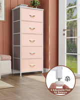Crestlive Products Tall Dresser for Girls Bedroom, Chest of 5 Drawers, Fabric Storage Tower, Clothing Organizer for Bedroom, Hallway, Entryway, Closets, Nursery(Pink) Crestlive Products