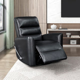 Lexicon Swivel Glider Recliner Chair, Comfy Nursery Glider, Faux Leather Recliner, Manual Reclining Chair for Living Room/Office/Apartment, Black Lexicon