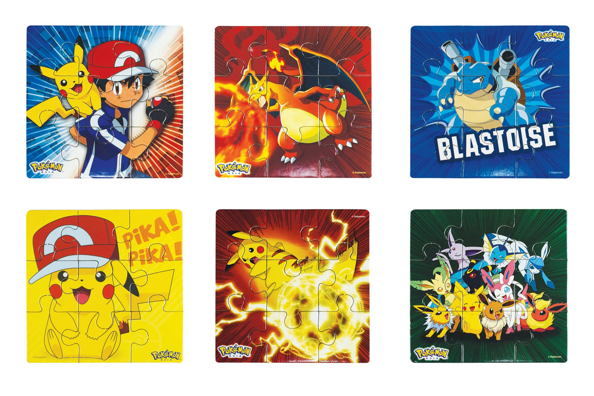 Pokemon Style Characters Zigsaw Puzzle, Pack of 6, Total 96 Pieces, Assortment 2 Topps