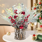 2 Pack Christmas Table Decorations, 14 Inch Christmas Centerpiece Small Potted Christmas Tree with Lights, Pine Cones and Berries, Xmas Artificial Plants for Tables, Home, Mantel Holiday Decor BHLUUIYER