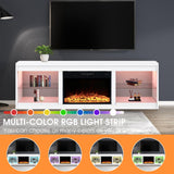 COMEFFIE 66 inch Electric Fireplace TV Stand up to 75'' TV-Entertainment Center with 24'' Fireplace and Led Light-TV Console with Adjustable Glass Shelves, Remote Control (Black with Fireplace) COMEFFIE