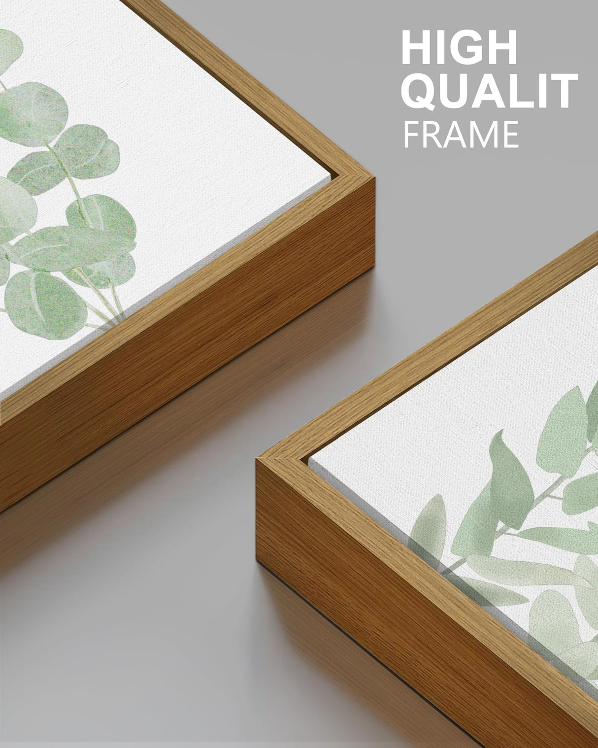 Drsoum Framed Botanical Plant Canvas Wood Wall Art Light Green Sage Wall Decor Eucalyptus Leaf Picture for Bedroom Living Room Bathroom Office 8”x 10” x 4pcs Drsoum