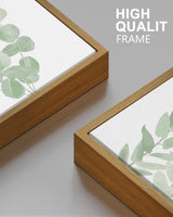 Drsoum Framed Botanical Plant Canvas Wood Wall Art Light Green Sage Wall Decor Eucalyptus Leaf Picture for Bedroom Living Room Bathroom Office 8”x 10” x 4pcs Drsoum