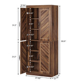 Tribesigns 69" Tall Kitchen Pantry Cabinet, Farmhouse Pantry Kitchen Cabinet with 4 Doors and 4 Adjustable Shelves, Rustic Wood Cupboard for Kitchen, Dining Room, Living Room Tribesigns