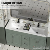 eclife 60" Bathroom Vanities Sink Combo with Painted Surface, Modern Drawered Cabinet W/Decorative Wave Lines, Undermount Double Sink, Matte Black Faucet Drain, Green eclife