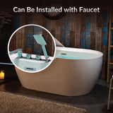 WOODBRIDGE 59" Acrylic Freestanding Bathtub Contemporary Soaking White Tub with Chrome Overflow and Drain,B0064-C WOODBRIDGE