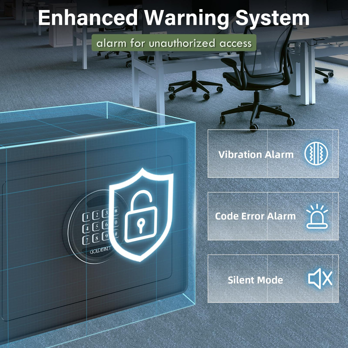 Goldenkey Digital Security Safe and Lock Box,Small Safe box for Money, Keypad Lock,Perfect for Home Office Hotel Business Jewelry Gun Use Storage, 0.77 Cu.Ft./ Black GOLDENKEY