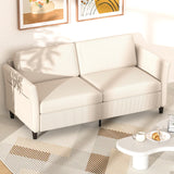 Valthie 79.1" Corduroy Loveseat Sofa, Modern Comfy Couches with Side Pocket, 3-Seater Sofa Couch for Living Room, Bedroom and Small Spaces,Beige Valthie