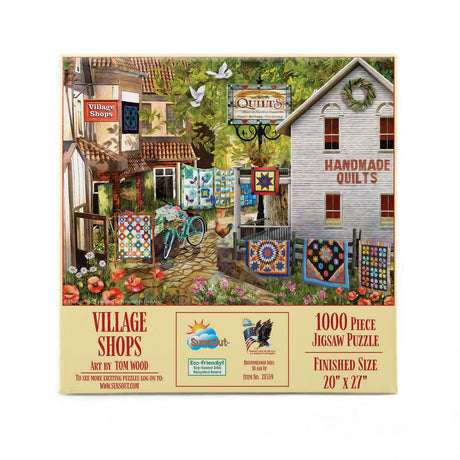 SUNSOUT INC - Village Shops - 1000 pc Jigsaw Puzzle by Artist: Tom Wood - Finished Size 20" x 27" - MPN# 28559 SunsOut
