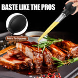 OLESBUR Premium Turkey Basters for Cooking – Baster Syringe for Hot Liquids – Meat and Food Injector – Essential Thanksgiving Cooking Tool – Turkey Baster Large with Cleaning Brush(Black) OLESBUR
