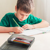 Mr. Pen- Clear Pencil Boxes, 3 Pack, Grey Shades, Snap-Tight Lid, Plastic Pencil Box Organizer, 7.9"x4.5"x2.4" Mr. Pen