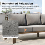 UDPATIO 6 Piece Patio Furniture Set, Faux Wood Metal Outdoor Sectional Sofa with 6" Thick Olefin Cushions, Wide Armrest & Coffee Table, L Shaped Outdoor Furniture for Garden, Backyard Dark Grey UDPATIO