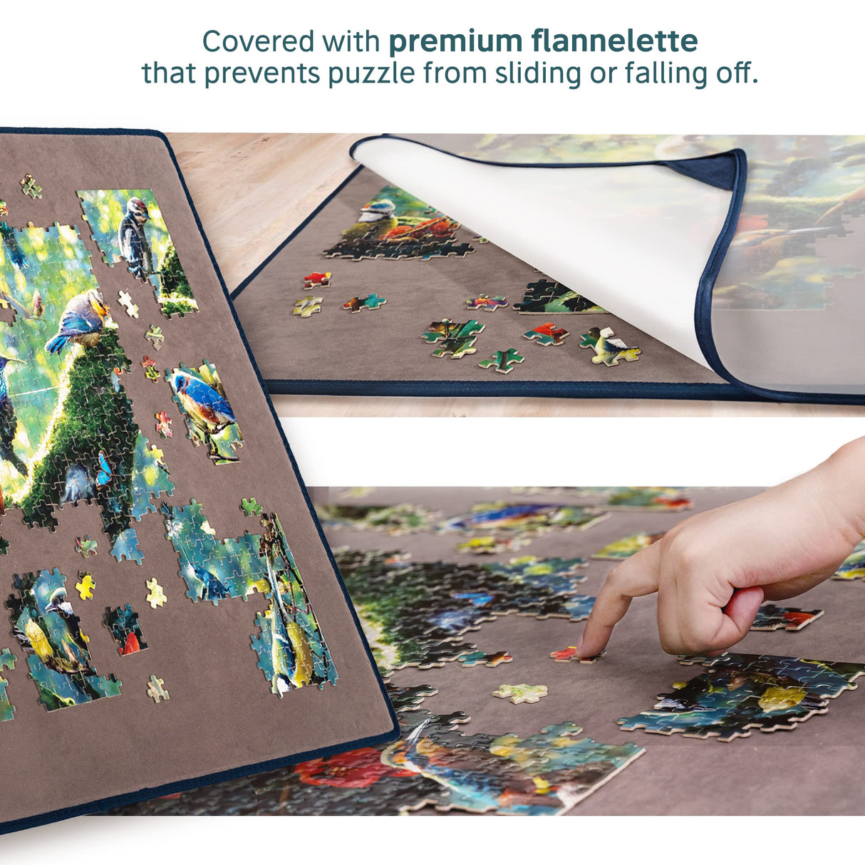 Tektalk Jigsaw Puzzle Board Portable Puzzle Mat with Puzzle Dustproof Cover for Puzzle Storage Puzzle Saver, Non-Slip Surface, Up to 1500 Pieces - Gray Tektalk