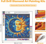Axquilon Sun and Moon Diamond Art Painting Kits for Adults-Round Full Drill Diamond Painting Kits for Beginners-DIY 5D Diamond Gem Art Kits for Adults for Gift Home Wall 12x12in Axquilon