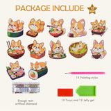 INCOK Corgi Refrigerator Diamond Art Magnets - 12 PCS Japanese Food Diamond Art Magnet Kit Cute Animal Gem Art Fridge Stickers Set Home Decor Birthday Festival Gift for Adults Beginners INCOK