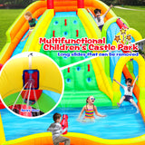 WELLFUNTIME Inflatable Water Double Slides Park, Bounce House with Arched Water Gun Spray, Jumping Castle with Air Blower WELLFUNTIME