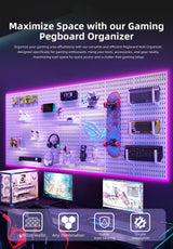 EVDBOBO Wall Organizer Peg Board - Elevate And Declutter Your Gaming And Office - Create A Perfectly Structured Space(Black) EVDBOBO