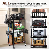 Ghosthorn Fishing Rod Holders for Garage Fishing Gear and Equipment Tackle Storage Cart Pole Rod Rack Hold up to 10 Rods Ghosthorn