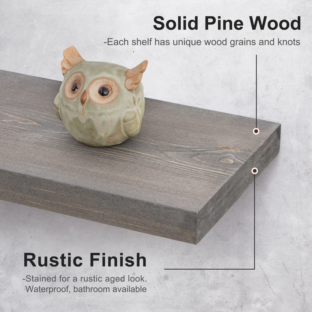 Axeman 2 Pack Rustic Floating Shelves, Distressed Grey Wood Floating Shelves for Wall 24 Inches Long, 8 Inch Deep Farmhouse Shelves for Living Room Bedroom Laundry Room Garage Farmhouse - Grey Wash Axeman