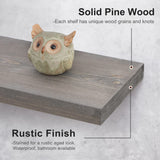 Axeman 2 Pack Rustic Floating Shelves, Distressed Grey Wood Floating Shelves for Wall 24 Inches Long, 8 Inch Deep Farmhouse Shelves for Living Room Bedroom Laundry Room Garage Farmhouse - Grey Wash Axeman