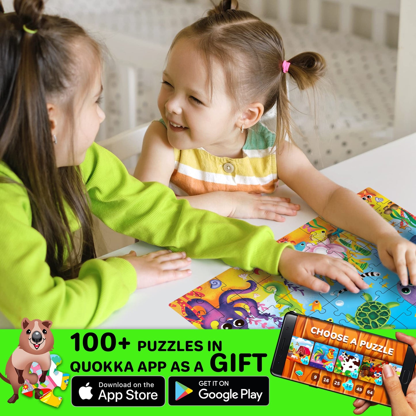 QUOKKA Puzzles for Kids Ages 4-6 - Set of 4x60 Jigsaw Puzzles for Toddlers 3-5 - Animals Toys for Children 6-8 yo - Gift Educational Game for Boys & Girls