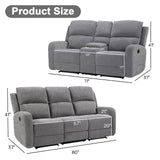EBELLO Manual Living Room Furniture Reclining Couch Set, Soft Fabric Recliner Loveseat and 3 Seat Sofa Couch for Meeting Room, Overstuffed Backrest(Loveseat+Sofa) EBELLO