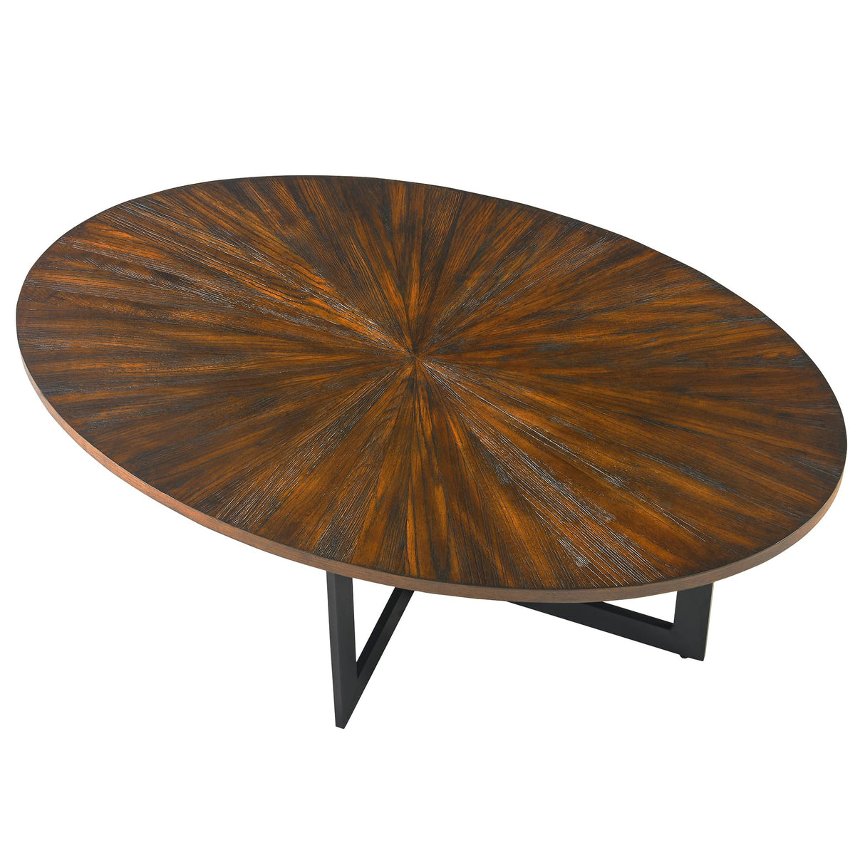 Oval Coffee Table for Living Room, Solid Wood Coffee Tables and Sturdy Metal Legs, Mid Century Modern Coffee Table, Designed Home Furniture, Center Large Circle Coffee Table MIAUWUUFHOME