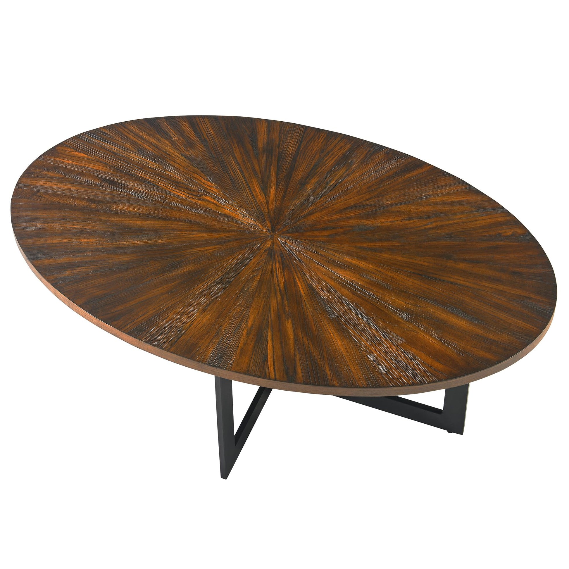 Oval Coffee Table for Living Room, Solid Wood Coffee Tables and Sturdy Metal Legs, Mid Century Modern Coffee Table, Designed Home Furniture, Center Large Circle Coffee Table - WoodArtSupply