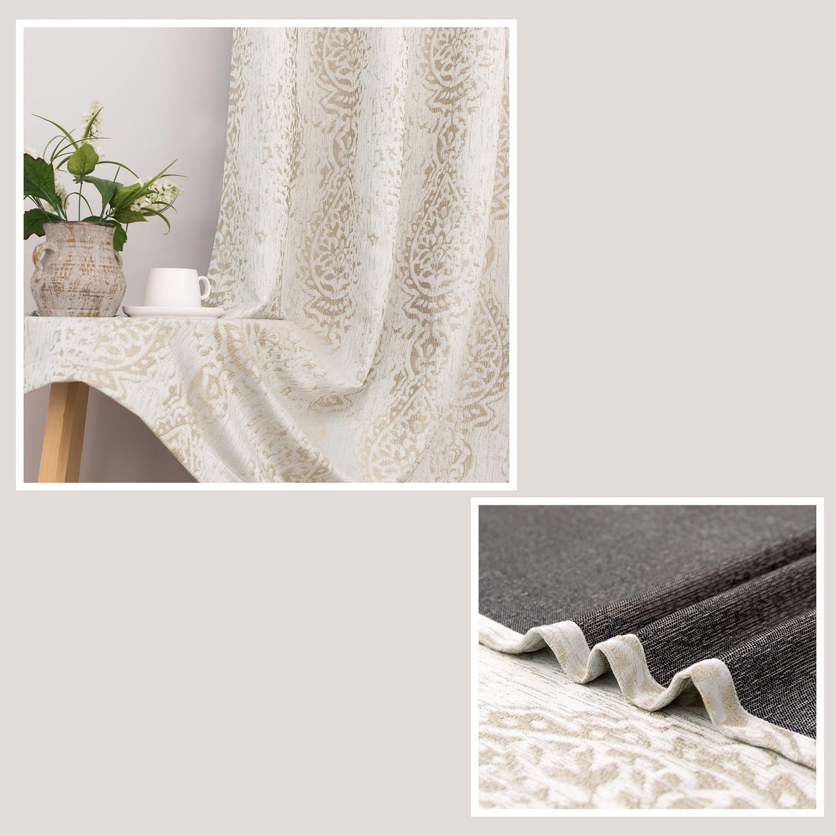 Mrs.Naturall 108 Inch Extra Long Curtains for Living Room,50% Blackout Custom Made Hotel Curtains for Family Room Windows,Taupe Grey Mrs.Naturall