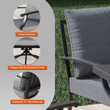Trumbeak 5 Piece Metal Outdoor Patio Furniture Set with 48"/55000 BTU Round Fire Pit Table,Outdoor Dining Table Set 4 Swivel Chairs No-Slip Cushions and Waterproof Covers,Grey Trumbeak