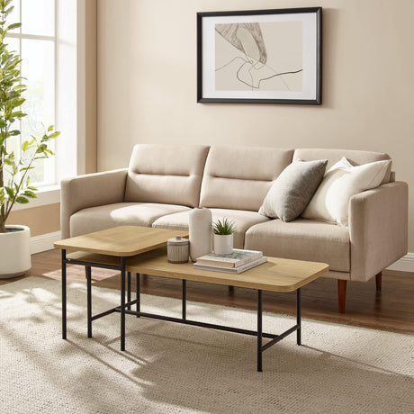 Walker Edison Lyson Coastal Oak Modern Nesting Tables Set of 2 Walker Edison