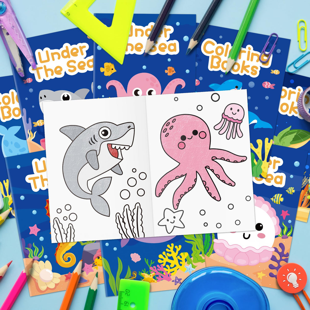 JAPBOR Ocean Animals Coloring Books - 24PCS Under The Sea Mini Colouring Book Bulk for Kids Party Favors, Sea Animal Summer DIY Art Drawing Booklet Supplies, Birthday Painting Game Goodie Bag Fillers JAPBOR