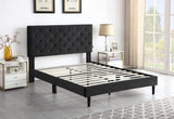 Full Upholstered Platform Bed Frame with 48" Tall Adjustable Headboard - Button Tufted Suede Velour Bed- Wood Slat Support with Storage Space- No Box Spring Needed - Black - OLIVER & SMITH - Princeton OLIVER & SMITH SINCE 1921