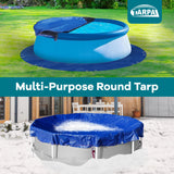 TARPAL 20ft Round tarp Waterproof 8mil Poly Tarps Pool Cover Multifunctional Tarpaulin Pool Covers for Above Ground Pools Dust and UV Resistance .（Blue/Black） TARPAL