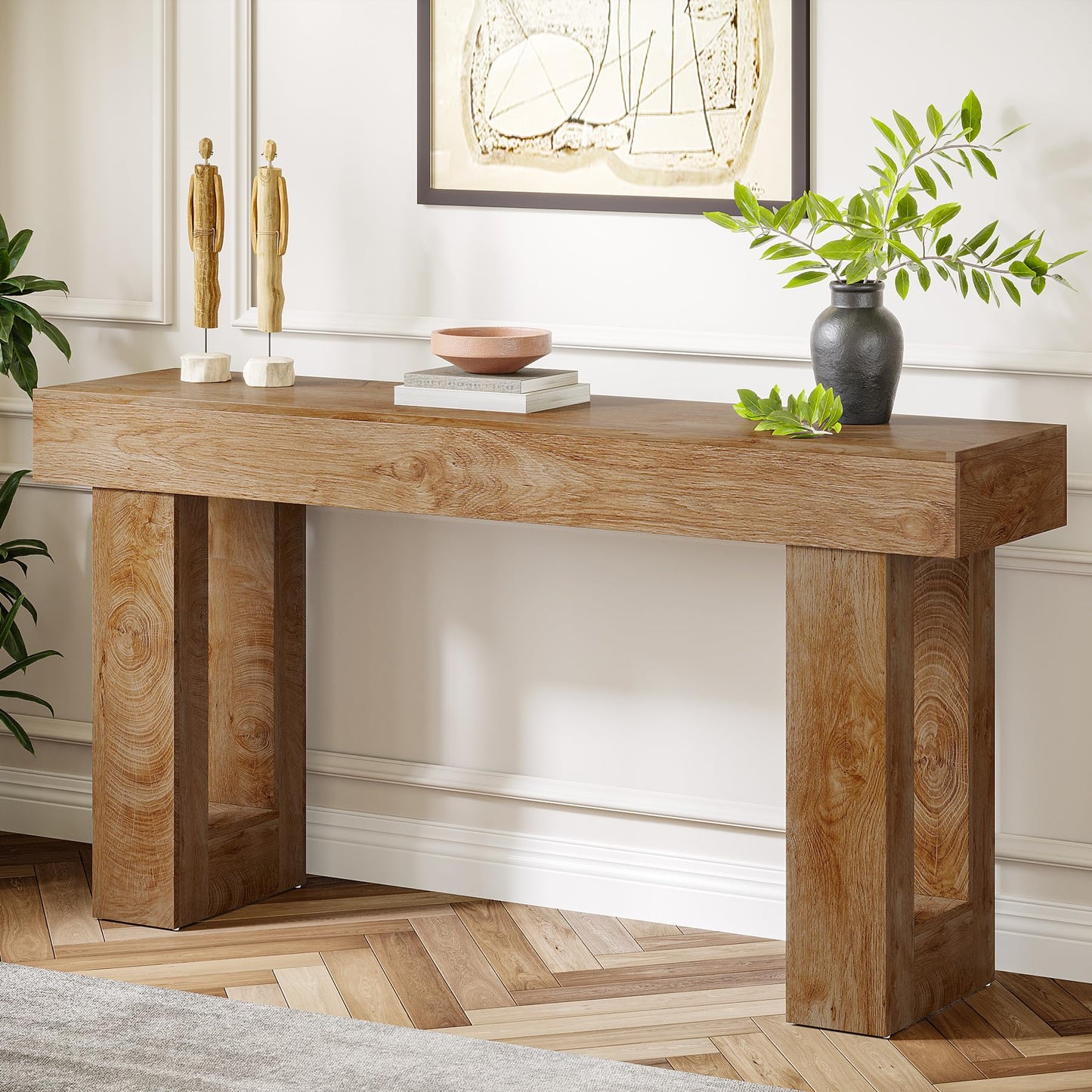 Tribesigns Farmhouse Console Table, 63-Inch Long Narrow Sofa Table Behind The Couch, Wooden Rectangular Entryway Table for Entrance, Hallway, Living Room (Natural) - WoodArtSupply