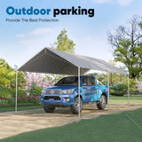 Quictent 10x15 ft Heavy Duty Car Canopy Galvanized Frame Carport Outdoor Party Tent Boat Shelter with 3 Reinforced Steel Cables - Grey Quictent