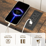 YATINEY L Shaped Console Table, 5.9" Long Narrow Sofa Table, Behind Couch Table, Entryway Table with 2 Outlets and 2 USB Ports, for Living Room, Hallway, 3 Assembly Options, Rustic Brown CT07UBR YATINEY