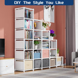 Mavivegue Book Shelf, 20 Cube Storage Organizer, DIY Bookcase, Metal Cube Bookshelf, Tall Book case for Bedroom, Living Room, Office, Closet Storage Organizer, Black Cubicle Storage Rack-White Mavivegue