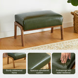 Glitzhome Foot Stool Ottoman, Modern Leatherette Sofa Stool Vanity Chair with Rubber Wood Frame, Footrest Ottoman Bench for Living Room, Entryway, Hunter Green Glitzhome