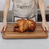 Acacia Wood Cutting Board for Kitchen - Caperci Organic Wooden Chopping Serving Board with Deep Juice Groove for Meat (Butcher Block) Veggies, Fruit and Cheese, 17 x 12" Caperci