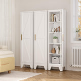 LCAOPC 67" Tall Narrow Bathroom Metal Storage Cabinet with 4 Adjustable Shelves, Freestanding 5 Tier Slim Pantry Storage Cabinet for Small Space, White LCAOPC