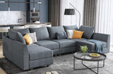 HONBAY Modular Couch U-Shaped Modular Sectional Sofa, Sectional Couch with Storage Seats (U Shape Sofa-2, Bluish Grey) HONBAY