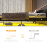 Muluflower King Size Floating Bed Frame with LED Lights and Charging Station - Modern Upholstered Metal Design, No Box Spring Required, Easy Assembly Muluflower