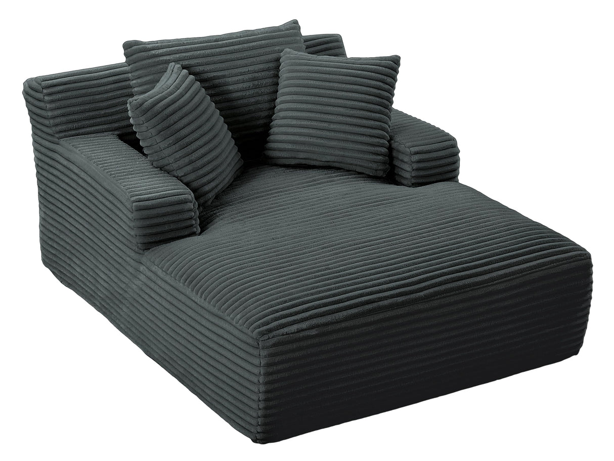 49.2" Full Foam Oversized Chaise Lounge Chair Cozy Cloud Couch , Modern Plush Corduroy Upholstered Sleeper Sofa Daybed with 3 Throw Pillows and Wide Armrest for Living Room , No Assembly Required Eafurn