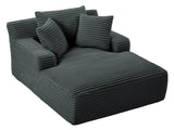 49.2" Full Foam Oversized Chaise Lounge Chair Cozy Cloud Couch , Modern Plush Corduroy Upholstered Sleeper Sofa Daybed with 3 Throw Pillows and Wide Armrest for Living Room , No Assembly Required Eafurn
