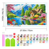 JOOZ Large Landscape Diamond Art Kits for Adults - 5D Extra Large Lake House Diamond Painting, DIY Full Drill Mountain Landscape Diamond Art Painting Kits, Gem Art Kits for Wall Decor 27.5x15.7 Inch JOOZ