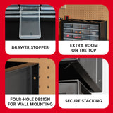 IRIS USA Plastic Storage Drawers, 24-Drawer, Stackable Small Parts Organizer Cabinet for Hardware Screw Nuts and Bolts Sticker Bead Balloon Building Bricks, Teacher Toolbox Garage Storage Bins, Black Iris Ohyama