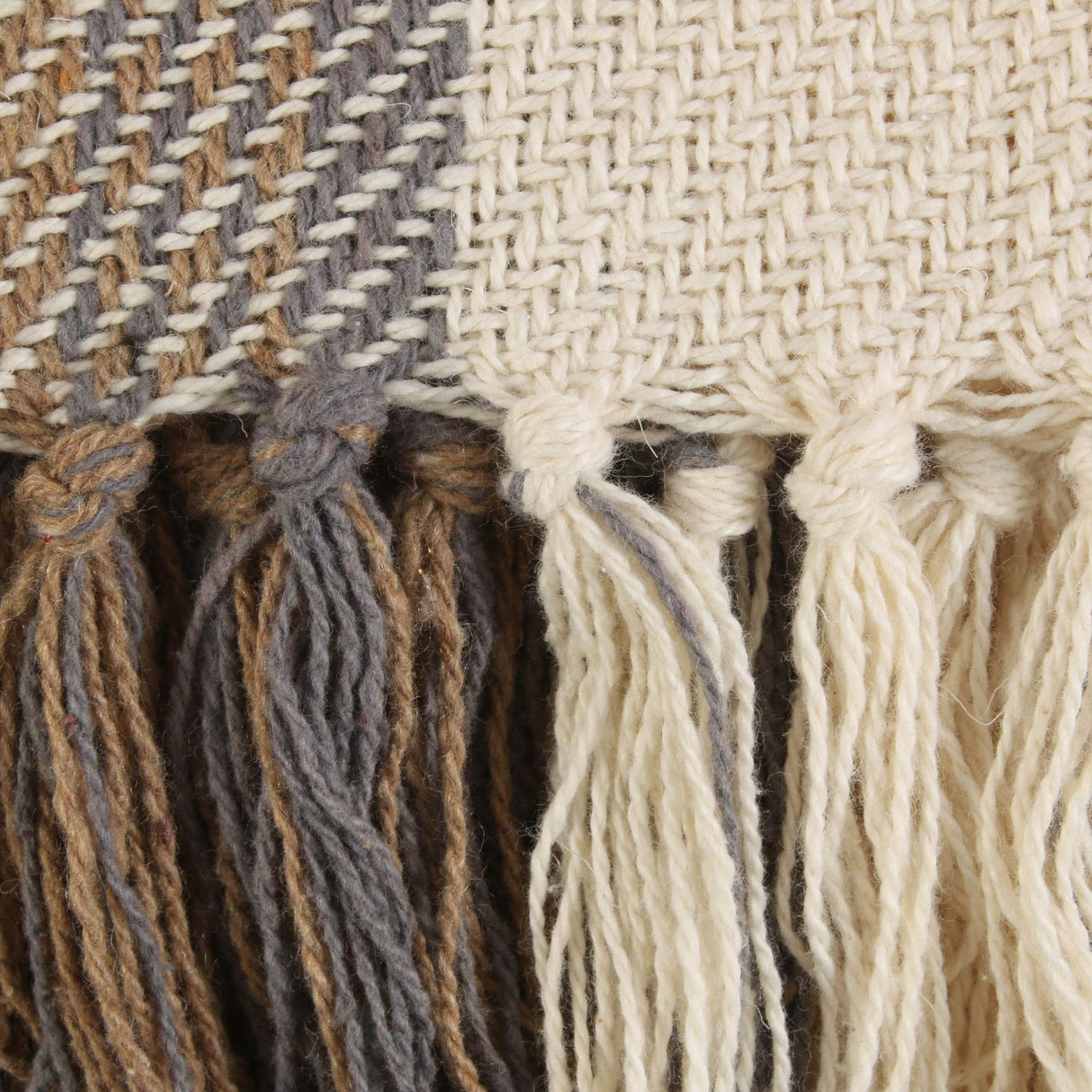 DII Farmhouse Woven Throw, 50x60 with 3" Fringe, Stone DII